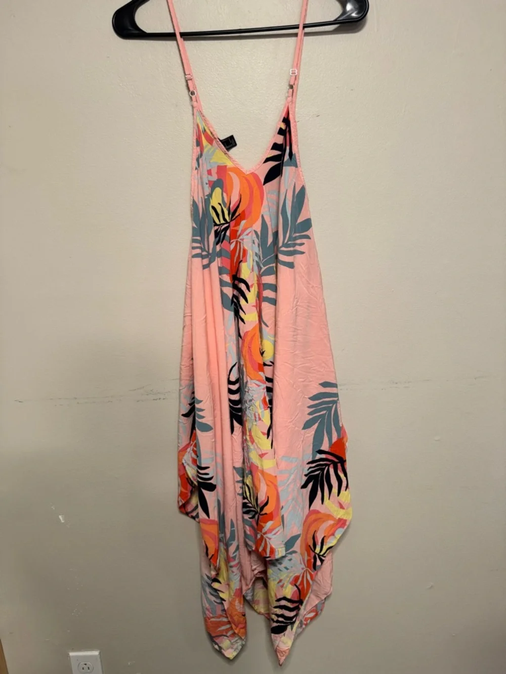 Pink Tropical Print Spaghetti Strap Swim Cover Dress - Picture 3 of 7